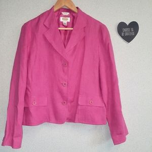 Talbots Pink Irish Linen Blazer Size 12 Petite